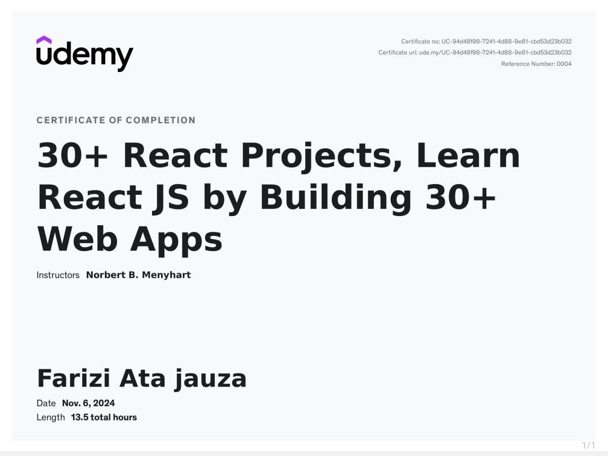Frontend Certificate